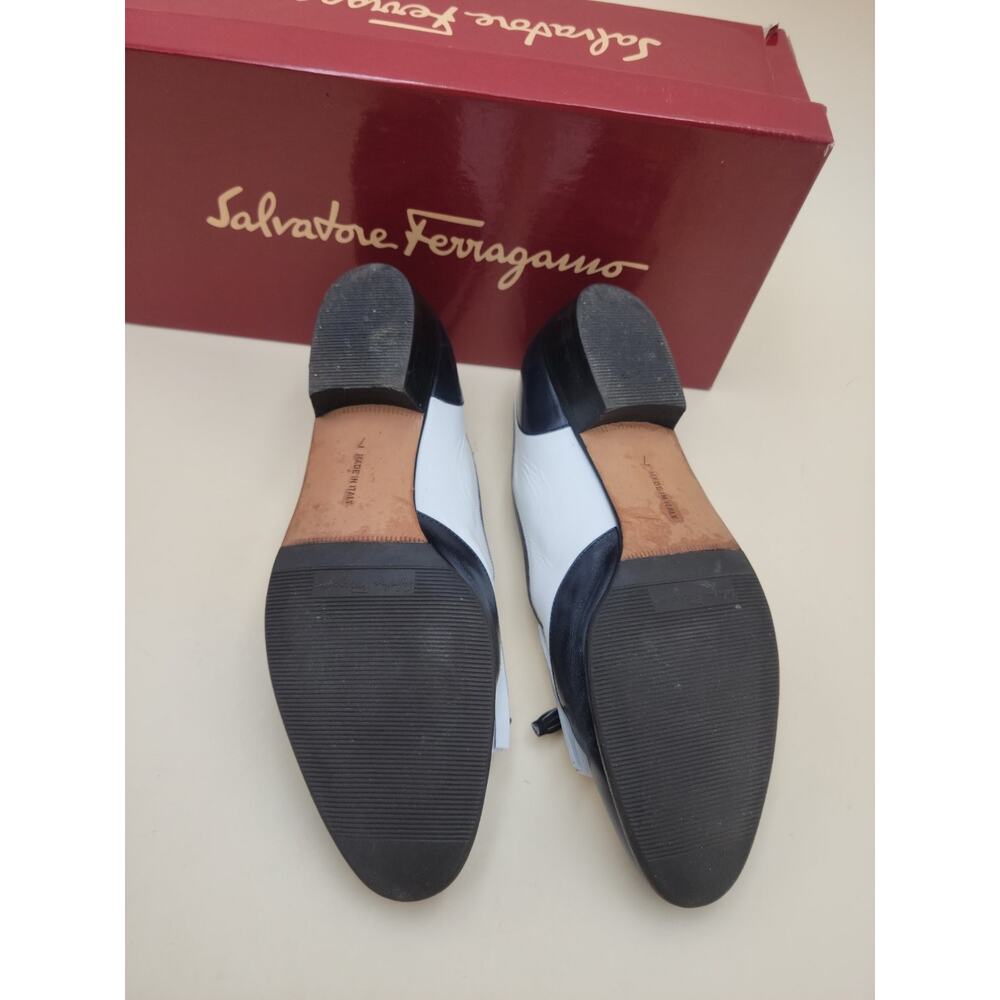 Vintage Salvatore Ferragamo 7 2A Black Leather Kiltie Tassel Loafer Flat Italy - Picture 11 of 12